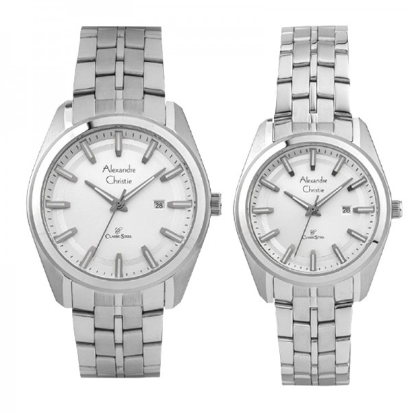 Alexandre Christie AC 8637 Silver White Couple